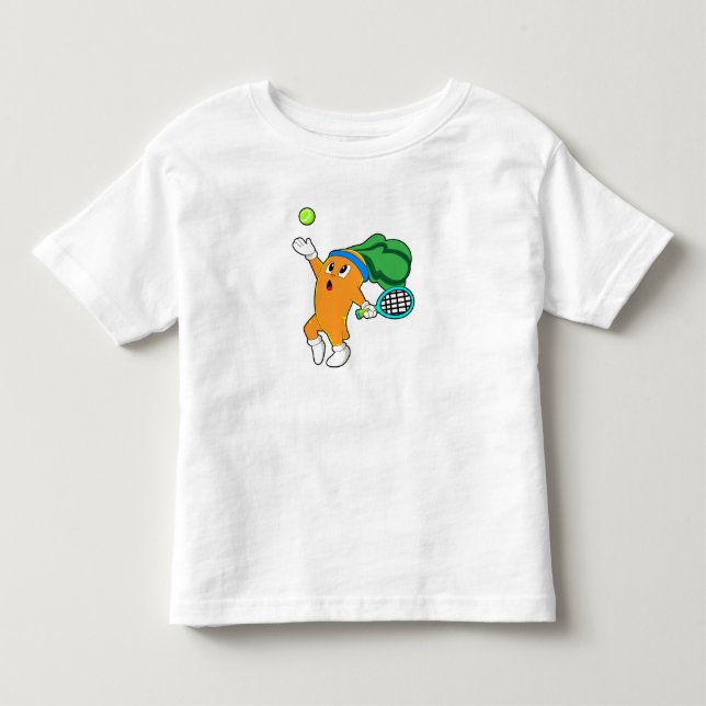Carrot im Tennis mit Tennisschläger Kleinkind T-shirt (Vorderseite)