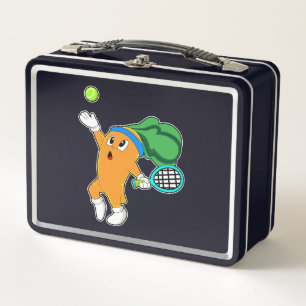 Carrot im Tennis mit Tennisschläger Metall Brotdose