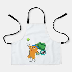 Carrot im Tennis mit Tennisschläger Schürze
