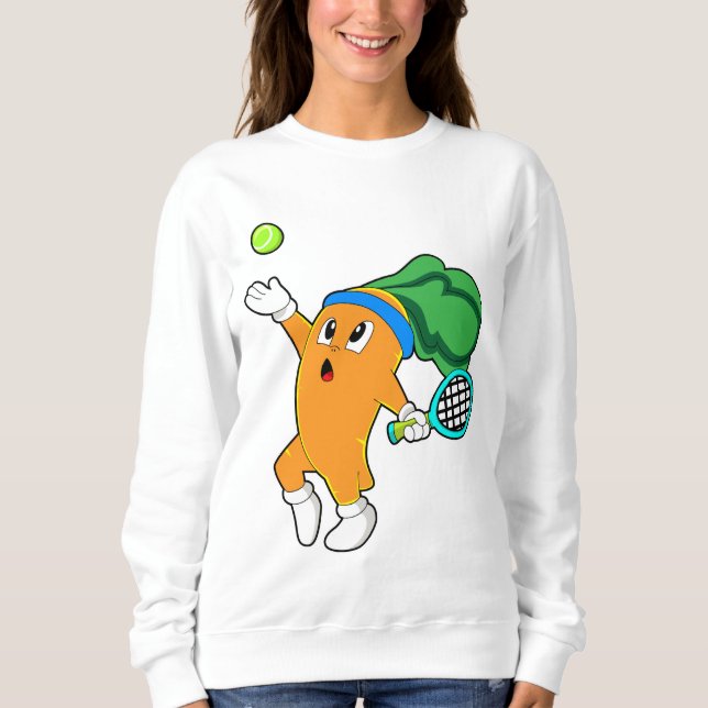 Carrot im Tennis mit Tennisschläger Sweatshirt (Vorderseite)