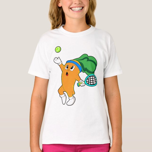 Carrot im Tennis mit Tennisschläger T-Shirt (Vorderseite)