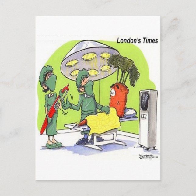 Carrot Operation Funny Medical Cartoon Postkarte (Vorderseite)