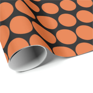 Carrot Orange Polka Dot Modern Black Geschenkpapier