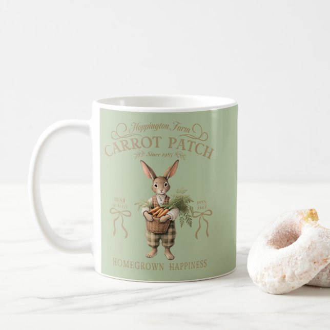 Carrot Patch Bunny Farmer Kaffeetasse (Mit Donut)