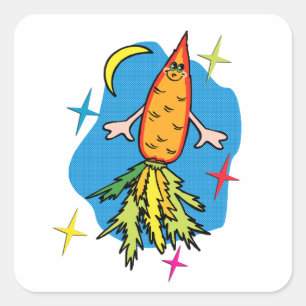 Carrot Rocket Ship: Auch bekannt als Fast Food Quadratischer Aufkleber