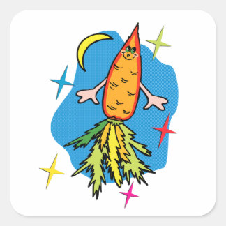 Carrot Rocket Ship: Auch bekannt als Fast Food Quadratischer Aufkleber