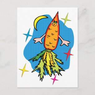 Carrot Rocket Ship Funny Carte postale