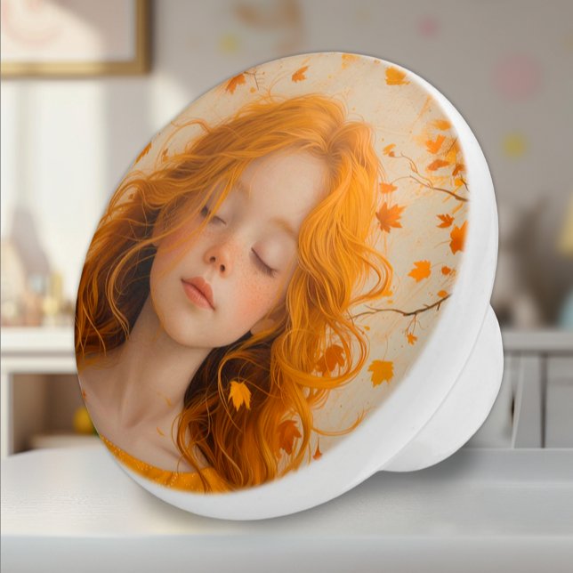Carrot Top Kid Orange Accent Keramikknauf (Ceramic Knob - Carrot Top Kid Fantasy Art - Decor Accent for Kids Room)