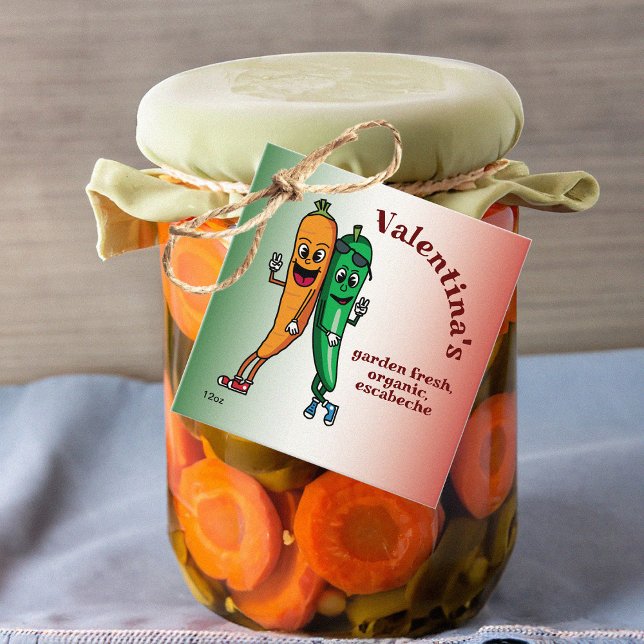 Carrot und Pepper Pals Cartoon Escabeche Pickle Geschenkanhänger (Von Creator hochgeladen)