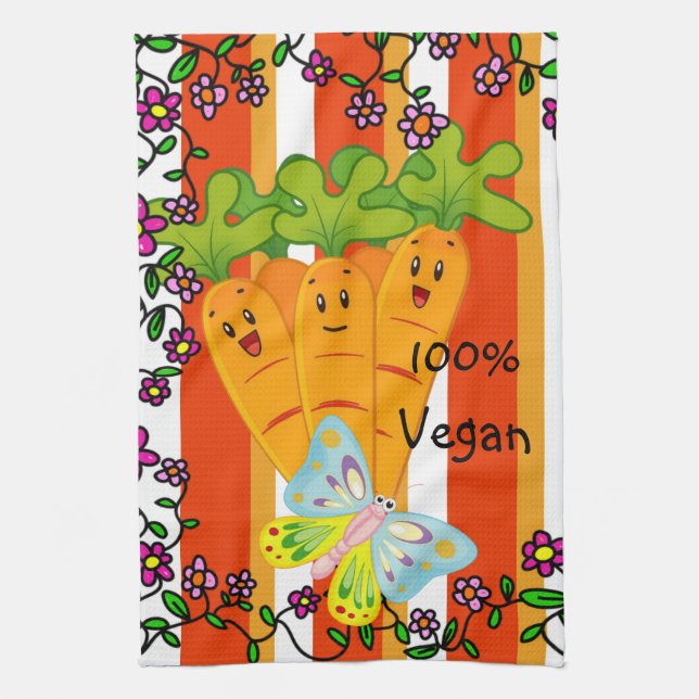 Carrots Orang Stripe 100% Vegane Küche Handtuch (Vertikal)