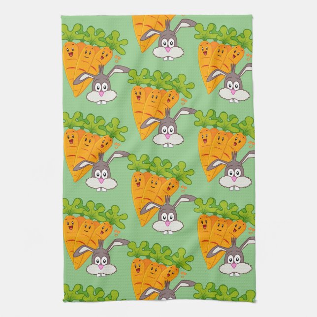 Carrots Rabbit Kitchtuch Geschirrtuch (Vertikal)