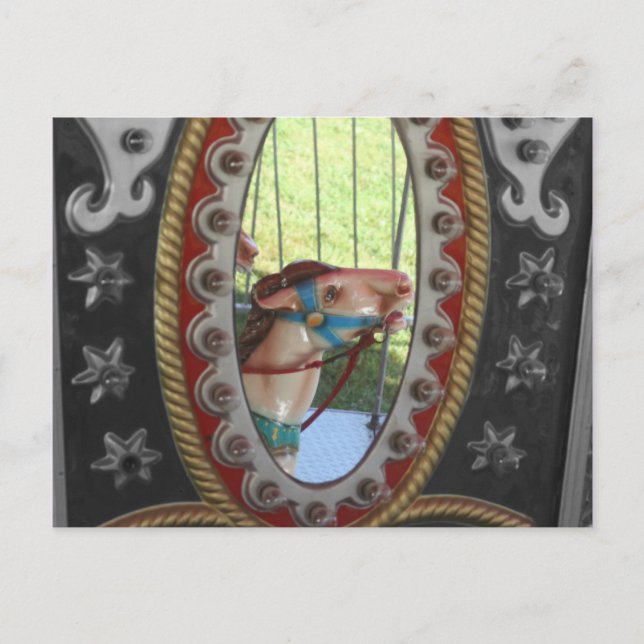 Carrousel Horloge En Miroir Black Blanc Carte Post (Devant)