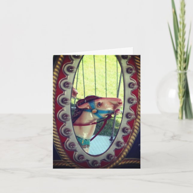 Carrousel Horse En Miroir Carte Note Personnalisab (Devant)