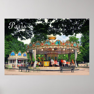 Carrousel in den Tuilerien, Paris, Frankreich Poster