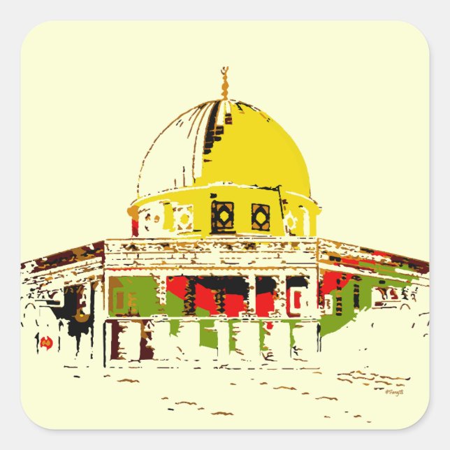 Carry Jerusalems Geist: Kuppel des Felsens Quadratischer Aufkleber (Vorderseite)