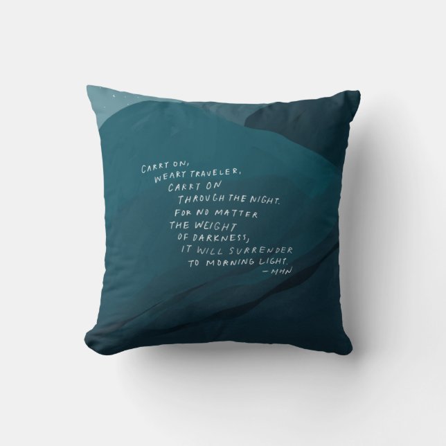 Carry On - Inspiration und Blauer Berg Kissen (Vorderseite)