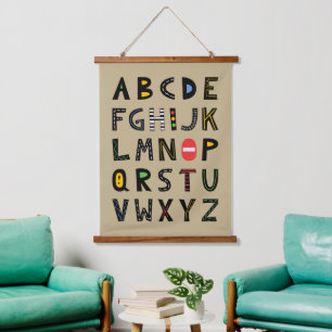 Cars Alphabet Kinderzimmer Kinderzimmer Wandteppich Mit Holzrahmen