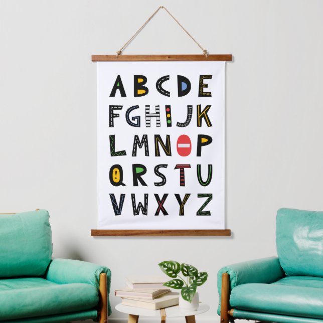 Cars Alphabet Kinderzimmer Kinderzimmer Wandteppich Mit Holzrahmen (Wohnzimmer)