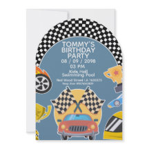 Cars Theme Boy Birthday Invitation