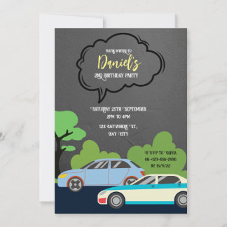 Cars Theme Geburtstagsparty Einladung