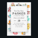 Cars Trucks Street Kids Transportation Geburtstag Einladung<br><div class="desc">Moderne Honk Beep Vroom Cruise auf über Polizei Auto Fahrrad Scooter School Bus Fire Truck Ice Cream Truck Mailman Postman Cars Trucks Street Kids Transportation Geburtstag</div>
