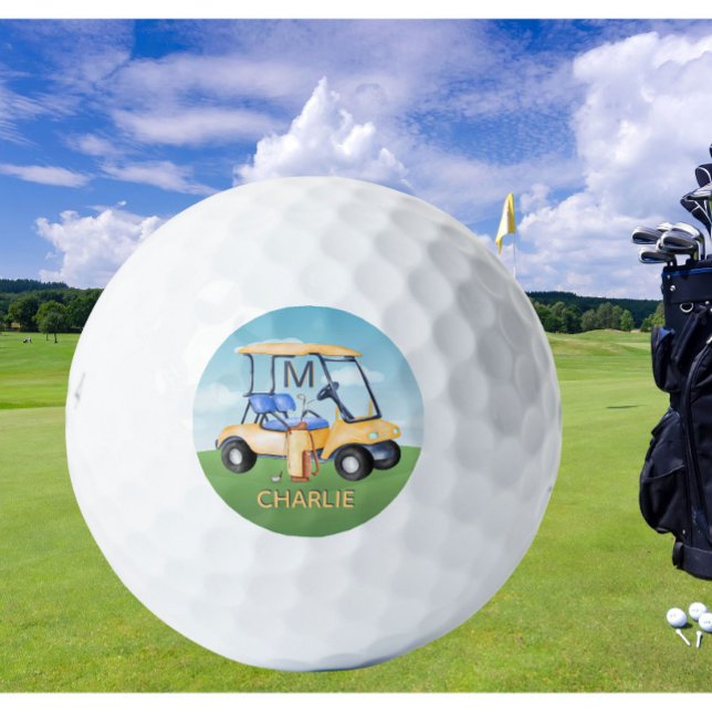Cart Clubs Benutzerdefinierter Monogrammname Golfball (Von Creator hochgeladen)