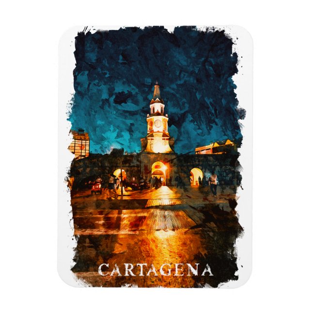 Cartagena by Night Colombia City View Magnet (Vertikal)