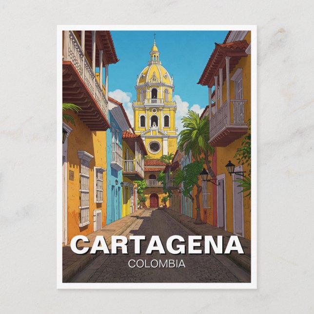 Cartagena Colombia Travel Postkarte (Vorderseite)