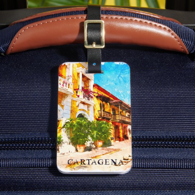 Cartagena Colombia Vintage Travel Gepäckanhänger (Vorderseite Insitu 2)