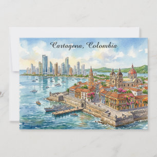 Cartagena Kolumbien Aquarell-Illustration Karte