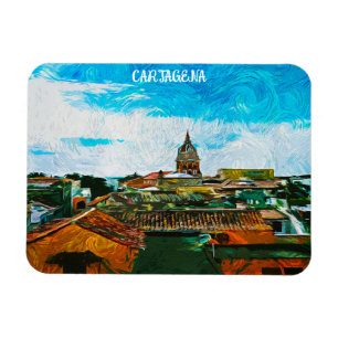 Cartagena Kolumbien Malerei Stadtansicht Magnet
