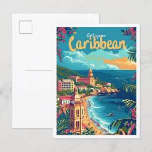Cartagena Kolumbien Vintage-Kunst-Reiseillustratio Postkarte
