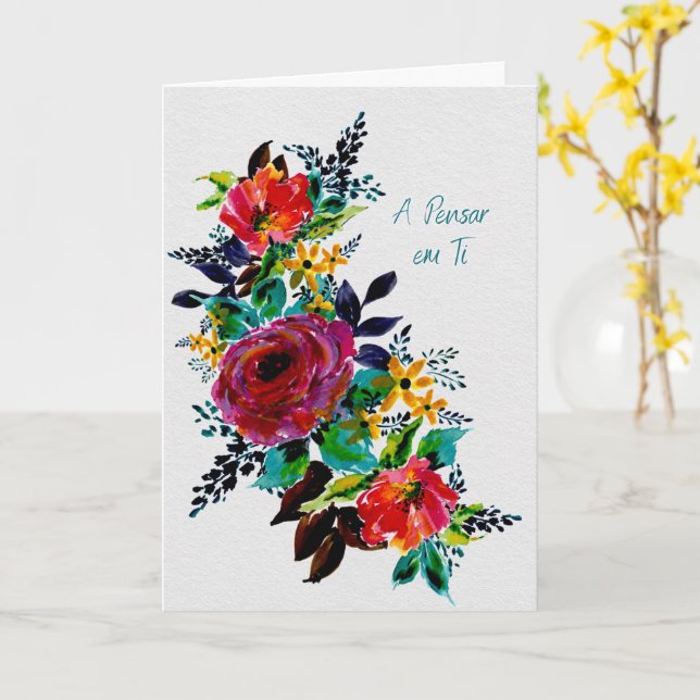 Cartão de Pensamento e Apoio Floral Karte (Gelbe Blume)