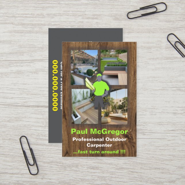 Cartão De Visita Professional Outdoor Carpenter Bu Visitenkarte (Vorderseite/Rückseite Beispiel)