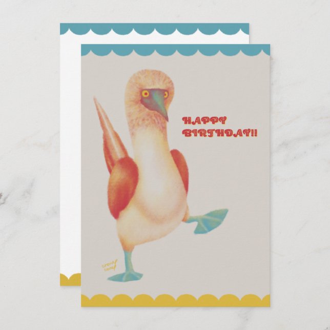 Carte フラットカード バースデー Birthday Card -Blue-footed Boody- (Devant / Derrière)