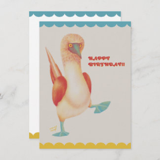Carte フラットカード バースデー Birthday Card -Blue-footed Boody-