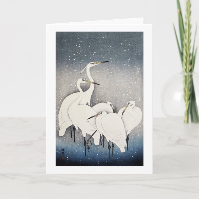 Carte 白鷺の群れ, groupe de 古邨 des hérons, Ohara Koson, (Devant)