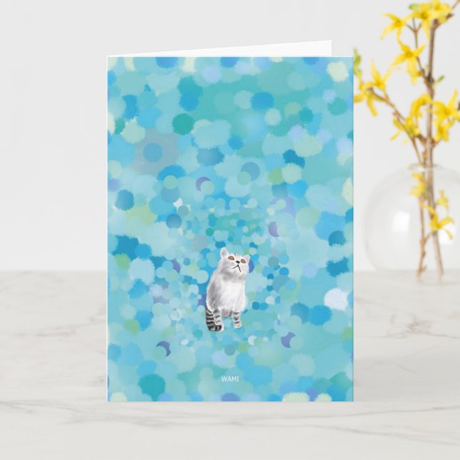 CARTE 見上げる猫 (Fleur jaune)