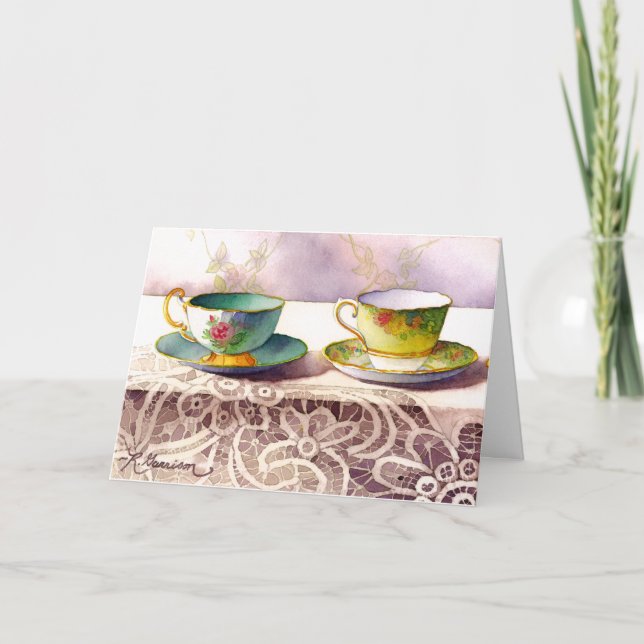 Carte 0001 Teacups on Lace Mother's DAy (Devant)