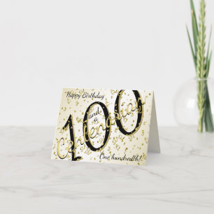 Carte 100 ans Centenaire Anniversaire Noir/Or Texte
