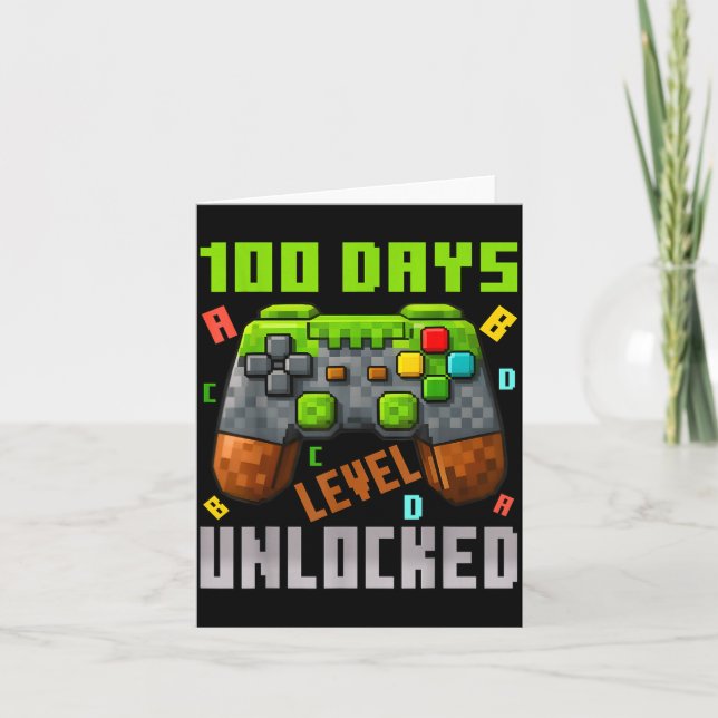 Carte 100 Days Level Unlocked Gaming 100 Days Of School  (Devant)
