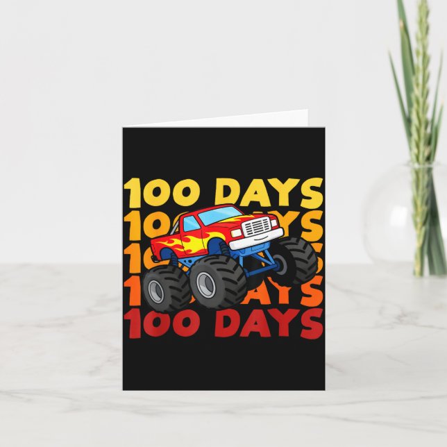 Carte 100 Days Of School Kids Monster Truck Boys And Gir (Devant)