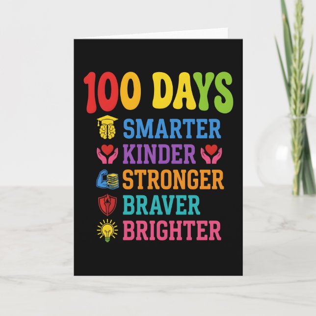 Carte 100 Days Smarter Kinder Braver Brighter School (Devant)