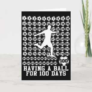 Carte 100 jours d'école garçons football 100e jour d'éco