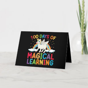 Carte 100 jours d'école licorne magique pour filles 