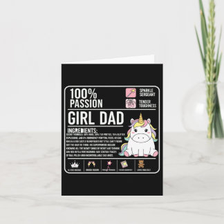 Carte 100 Percent Pion Girl Dad Unicorn Funny Fatherhood
