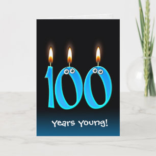 Carte 100e anniversaire bougies avec boules d'yeux