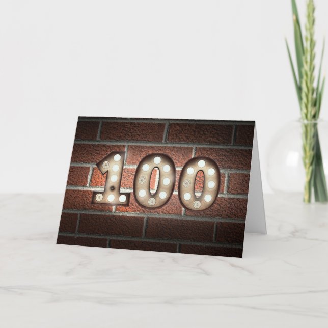 Carte 100e anniversaire éclairage marquee sur mur (Devant)