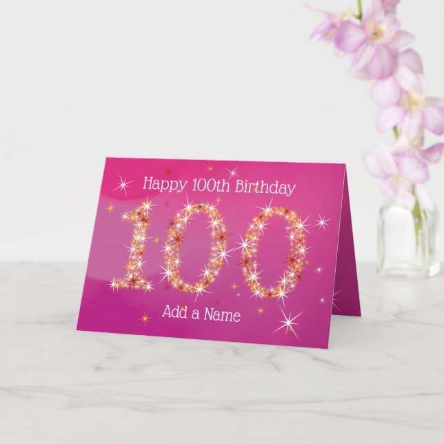 Carte 100e anniversaire - Étoiles - Or rose - VIEILLE CA (Orchidée)