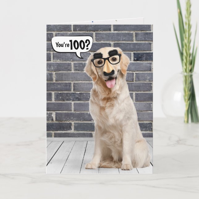 Carte 100e anniversaire Funny Golden Retriever Card (Devant)